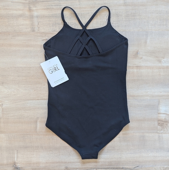 NWT! Athleta Girl Got Your Back Leotard in Black - Size L/12 - Picture 2 of 6